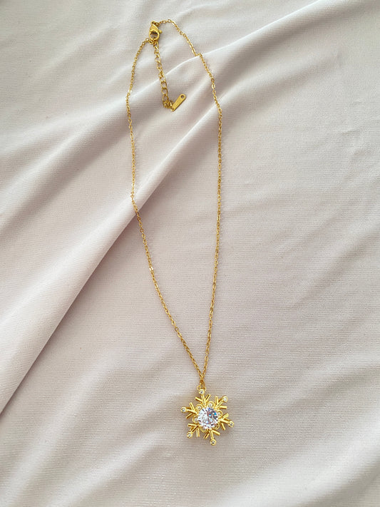 VALORE™ ÇELİK ALTIN RENGİ KAR TANESİ KOLYE