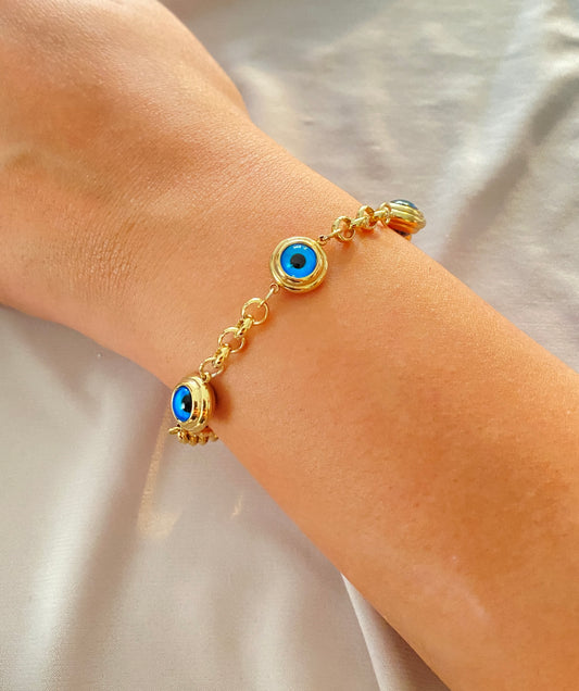 VALORE™ ÇELİK ALTIN RENGİ NAZAR BONCUKLU BİLEKLİK