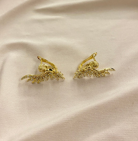 VALORE™ 14K GOLD KAPLAMA ZİRKON TAŞLI ANGEL MODEL KÜPE