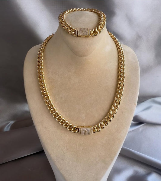 VALORE 14K ALTIN RENGİ GURMET KOLYE VE BİLEKLİK SET