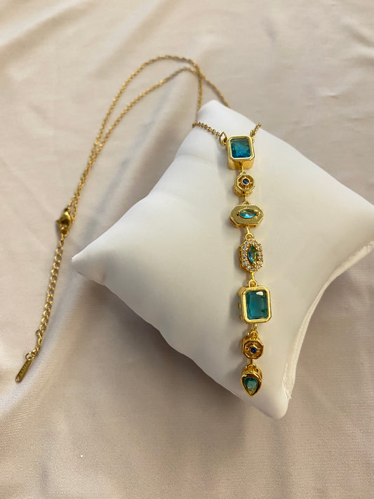 VALORE™ GÖK MAVİSİ ZİRKON TAŞLI ALTIN “Y” TASARIM KOLYE