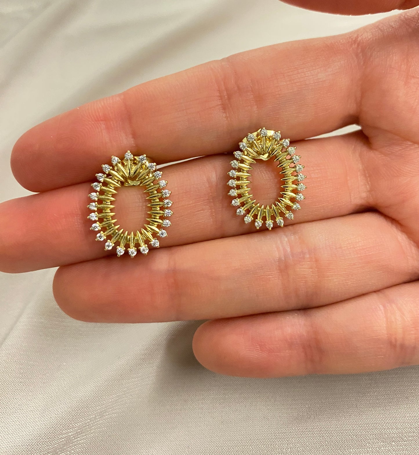 VALORE™ 14K RODYUM KAPLAMA 'GÜNEŞ TACI' MODEL KÜPE