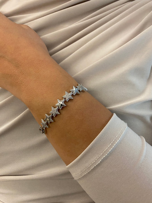 VALORE GÜMÜŞ RENK ZİRKON TAŞLI STAR BİLEKLİK
