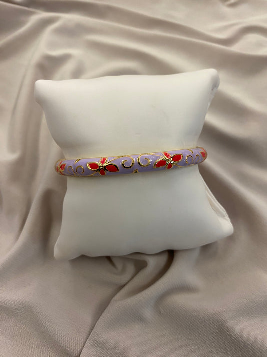 VALORE MOR MİNELİ ÇİÇEK MOTİF KELEPÇE BİLEKLİK